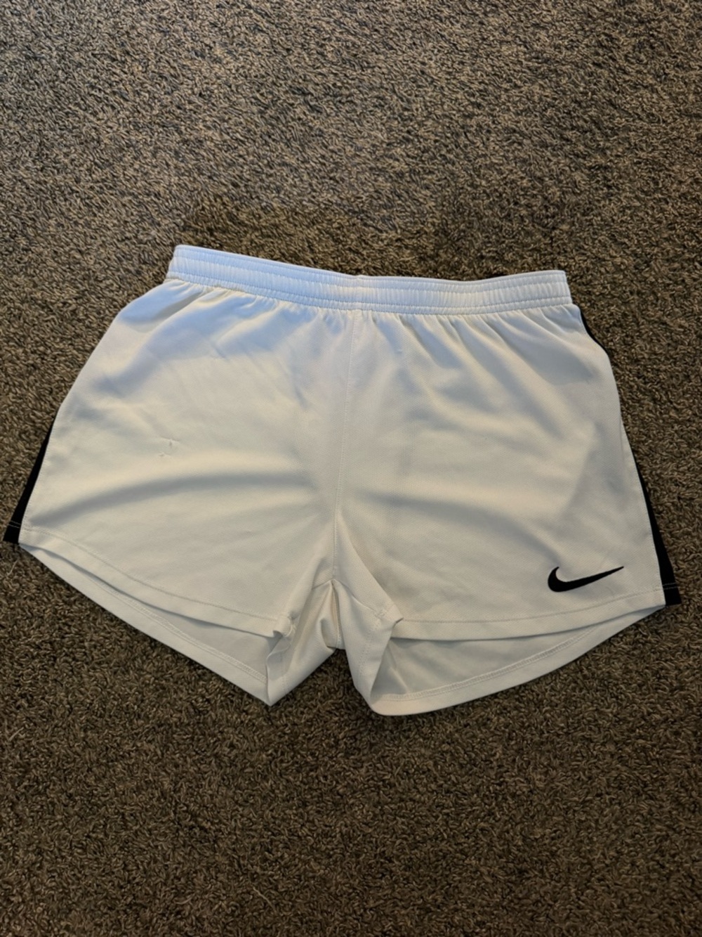 Nike White Women's Athletic Shorts with Black Swoosh